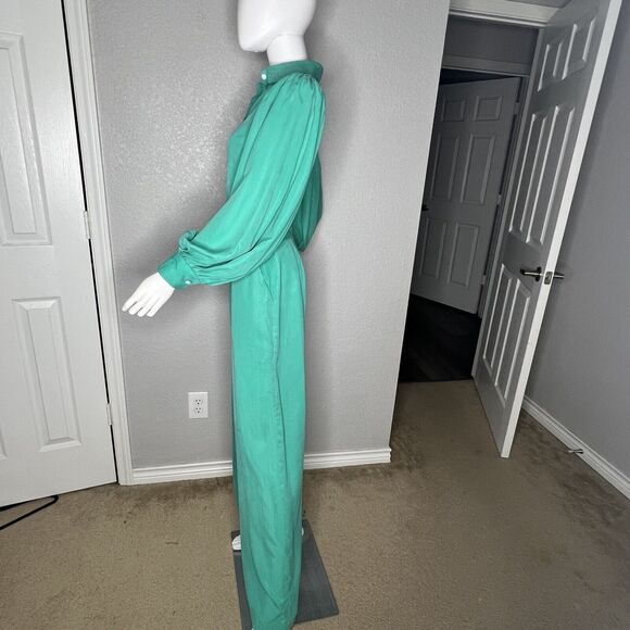 NWT The Kemist Size US 4 Seafoam Green Open Back Wide Leg Jumpsuit Balloon Slv - Picture 6 of 11